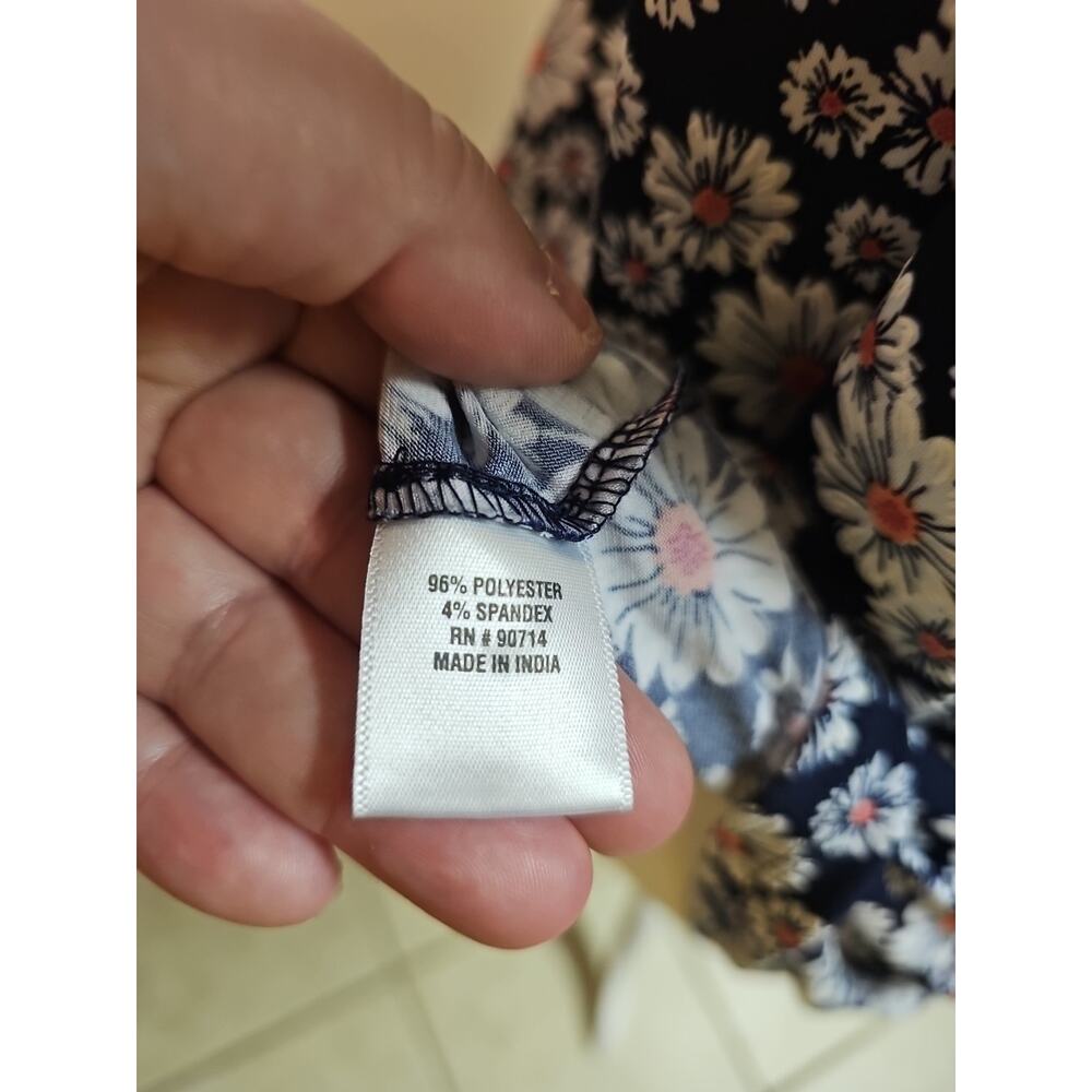 MSK Petite Navy Blue Stretch Boho Floral Dress With Lining SZ PL - Picture 6 of 7